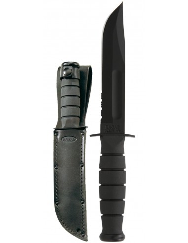Cuchillo Ka-Bar Short Black Filo combinado funda cuero
