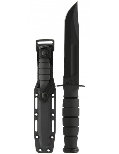 Cuchillo Ka-Bar Short Black con filo combinado y funda molle
